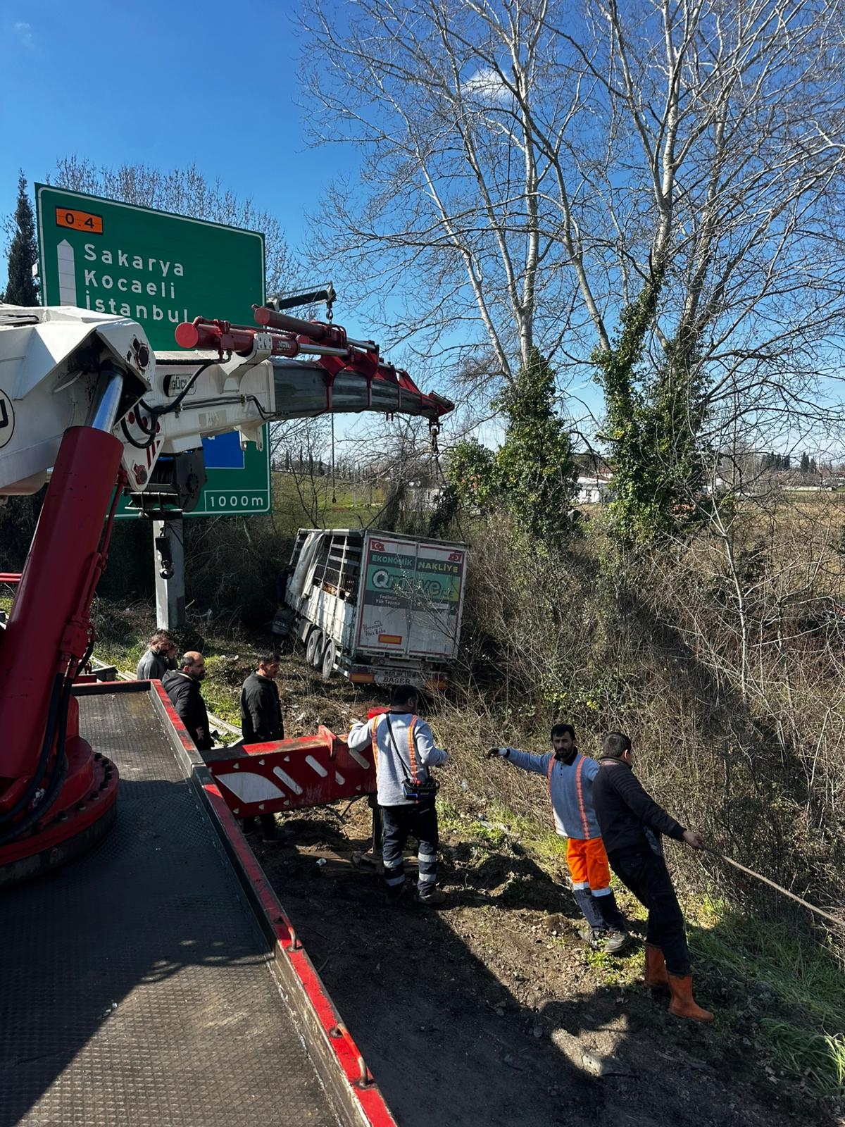 TEM’de kurbanlık taşıyan tır şarampole uçtu