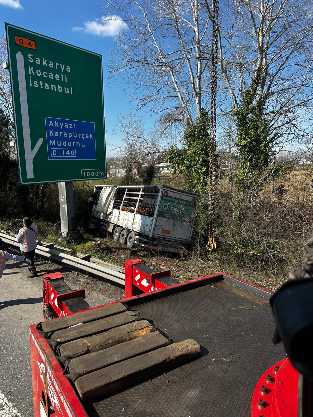 TEM’de kurbanlık taşıyan tır şarampole uçtu
