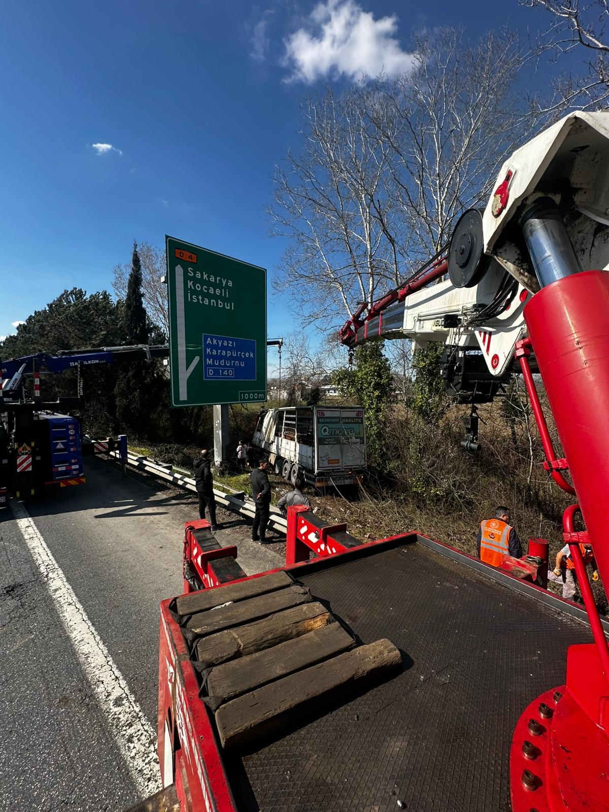 TEM’de kurbanlık taşıyan tır şarampole uçtu