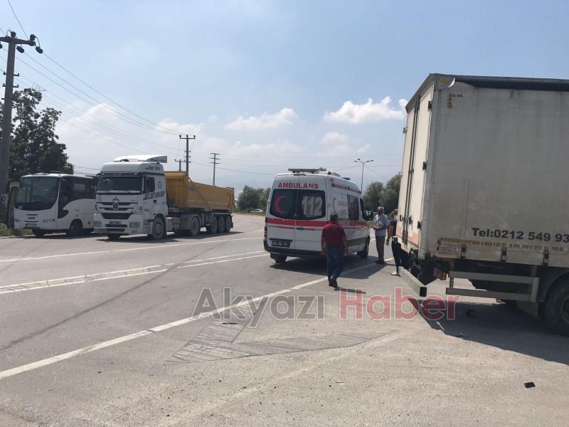 Tır Motosikleti Altına Aldı 1 yaralı