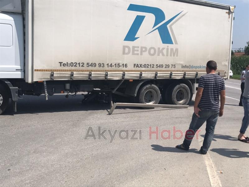 Tır Motosikleti Altına Aldı 1 yaralı