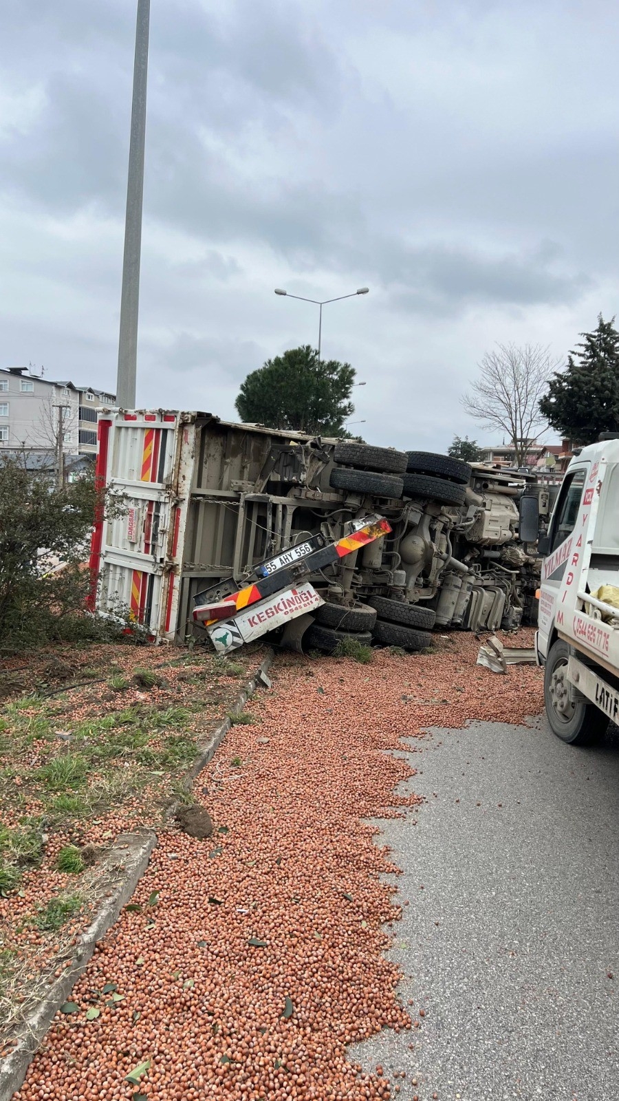 Vakaya giden ambulans Fındık yüklü kamyonla çarpıştı Ölü ve yaralılar var