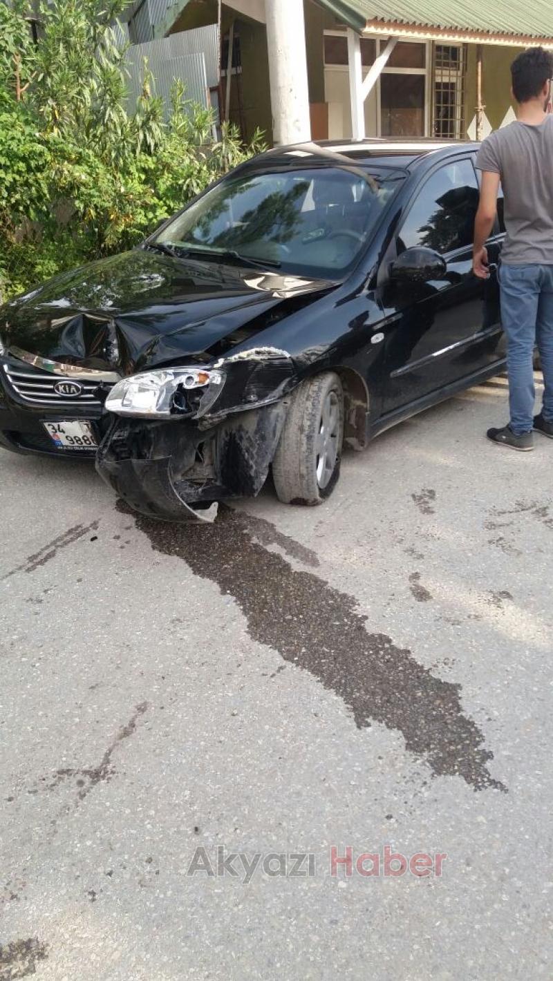 Virajı Alamadı Bahçe Kapısına Çarptı