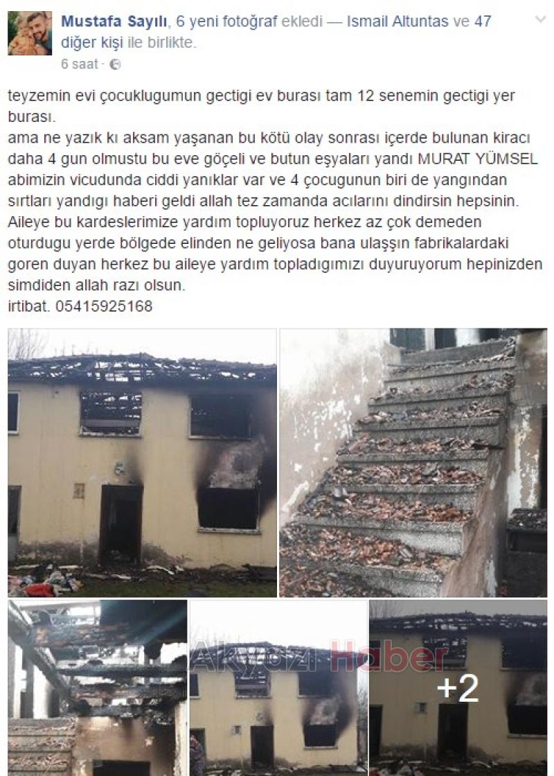 Yangın Sonrası Ev Kullanılamaz Hale Geldi