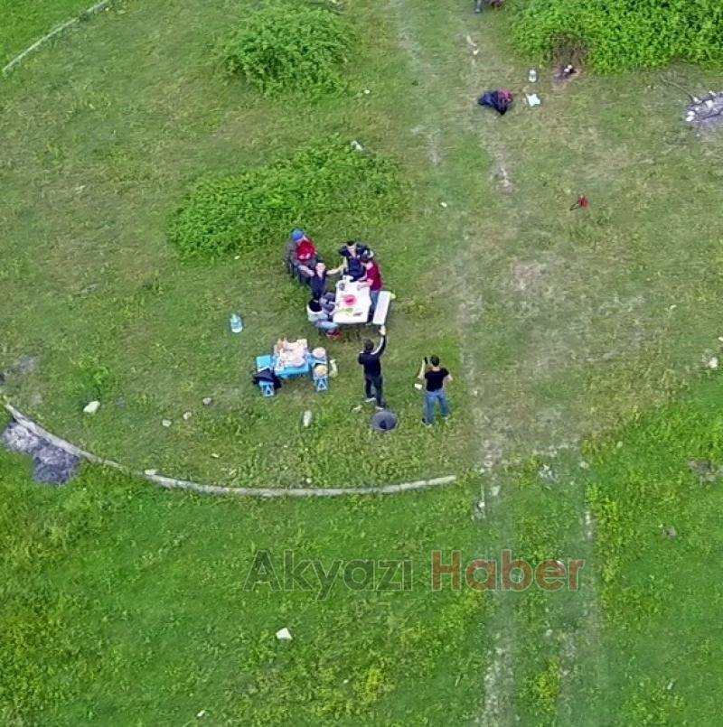 Yasağa rağmen piknik yapanlar drone yakalandı