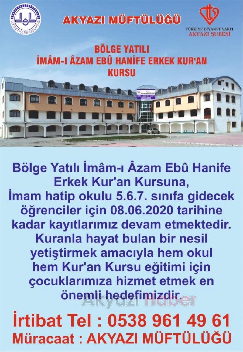 Yatılı Kuran Kursuna kayıtlar devam ediyor