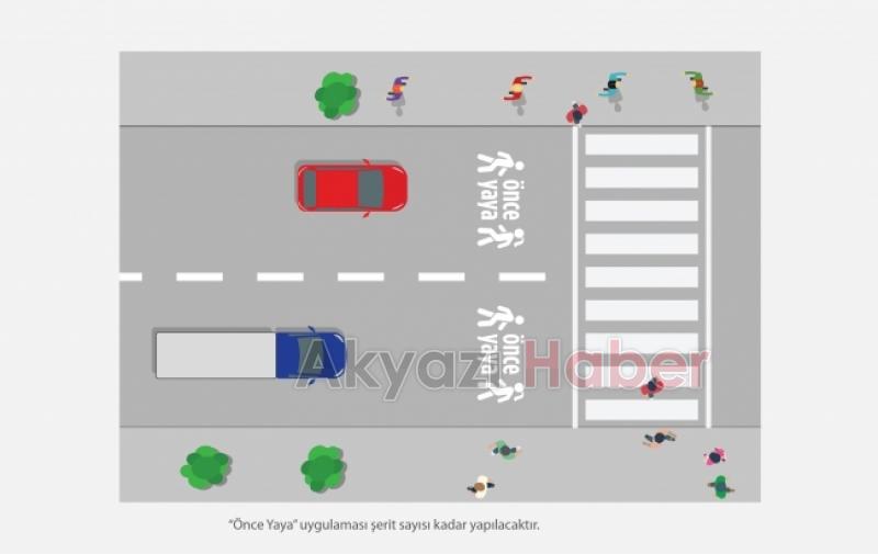Yaya ve okul geçitlerine Önce Yaya görselleri çizilecek
