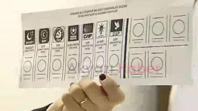 Yerel seçimde kullanılacak oy pusulası