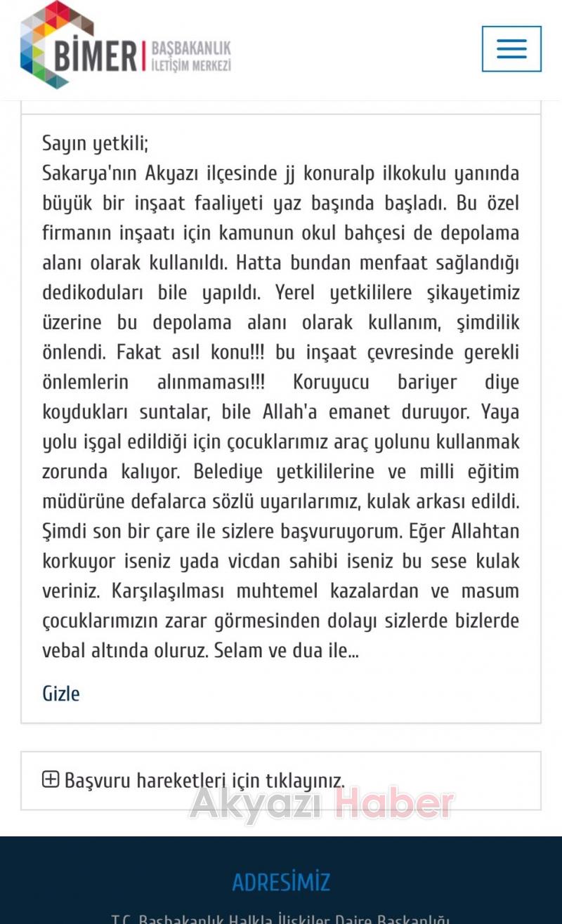 Yetkililerin Duyarsız Kalması Üzerine Bimer’e Şikayet Etti