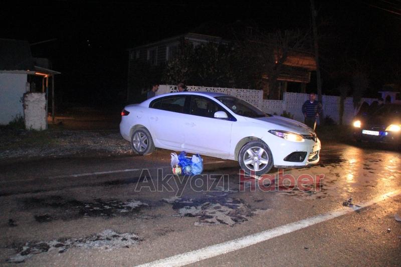 Yuvalak Yolunda Motosiklet Otomobile Çarptı