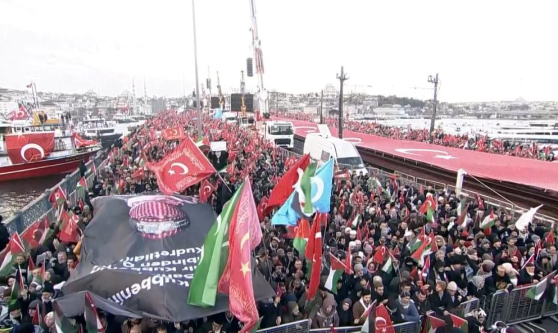 Yüz binler Filistin için tek yürek oldu