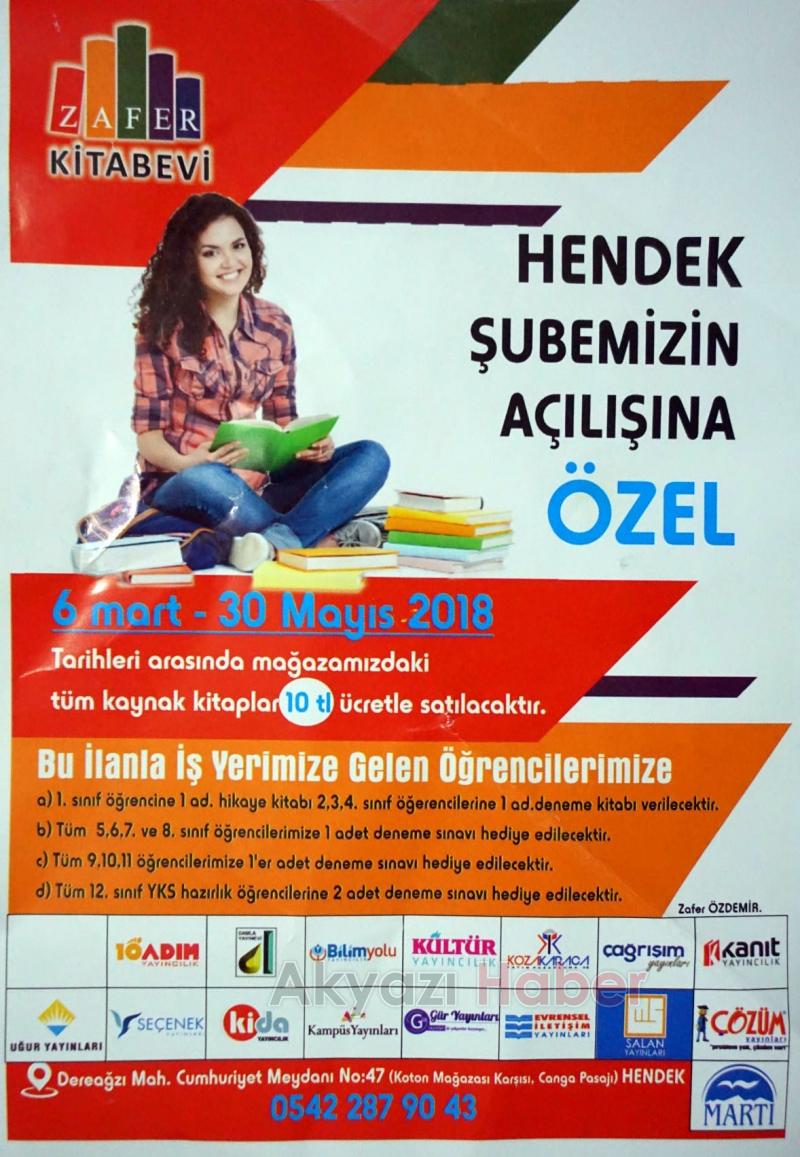 Zafer Kitapevi Hendek Şubesi Açıldı