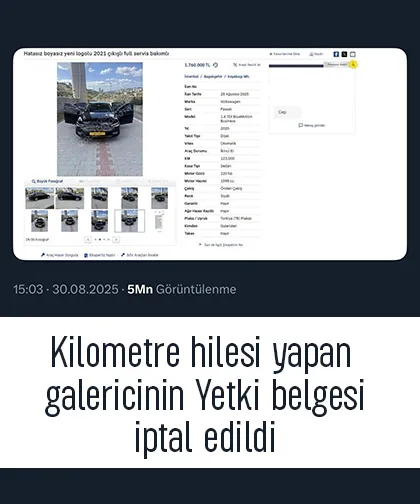 Galericinin kilometre oyunu; Belgesi iptal edildi