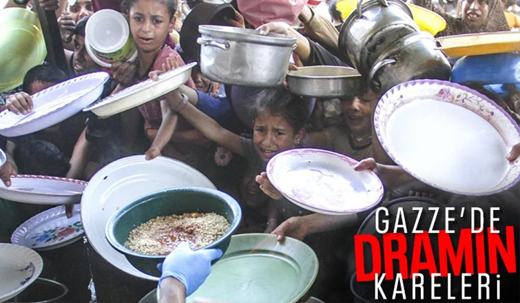 Gazze'de yerinden edilen Filistinlilere yemek dağıtıldı