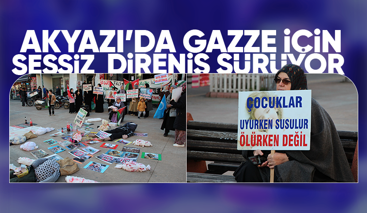 Gazze için Akyazıda sessiz eylem nöbeti sürüyor
