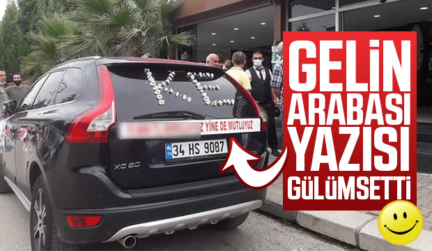 Gelin arabasının arkasına yazılan yazı gülümsetti