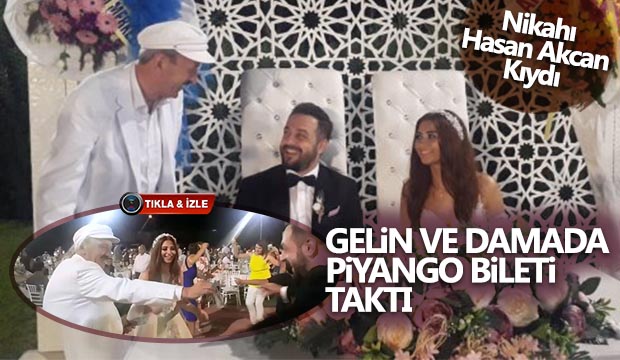 Gelin ve damada piyango bileti taktı
