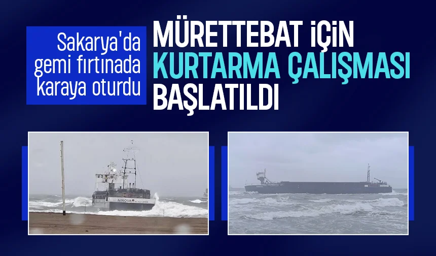 Gemi fırtınada karaya oturdu; Mürettebat yardım çağrısı yaptı