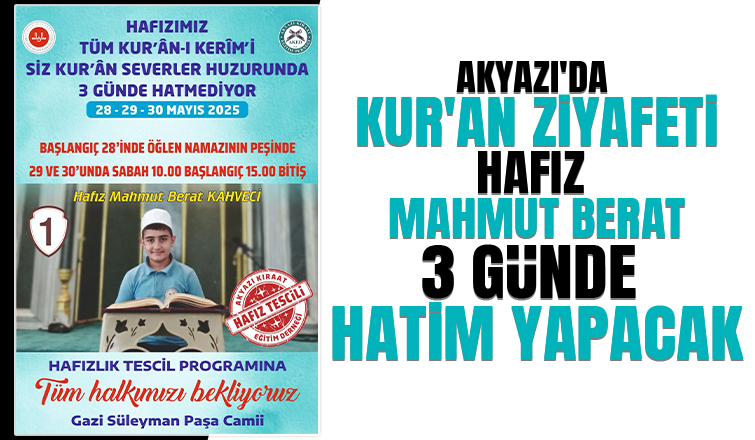 Genç hafızdan takdire şayan başarı: 3 günde hatim ediyor