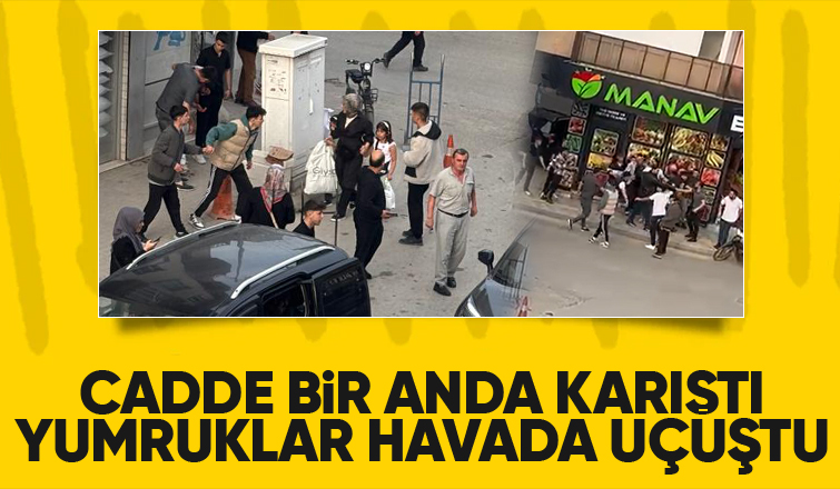 Gençler caddede birbirine girdi