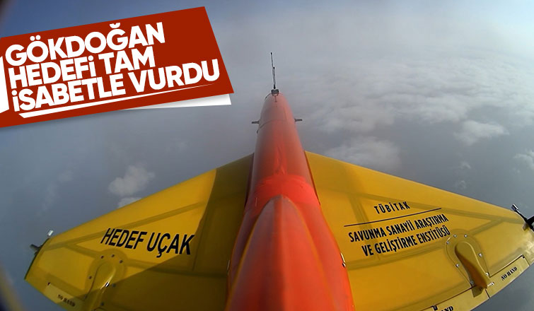 GÖKDOĞAN atış testinde hedef uçağı tam isabetle vurdu.