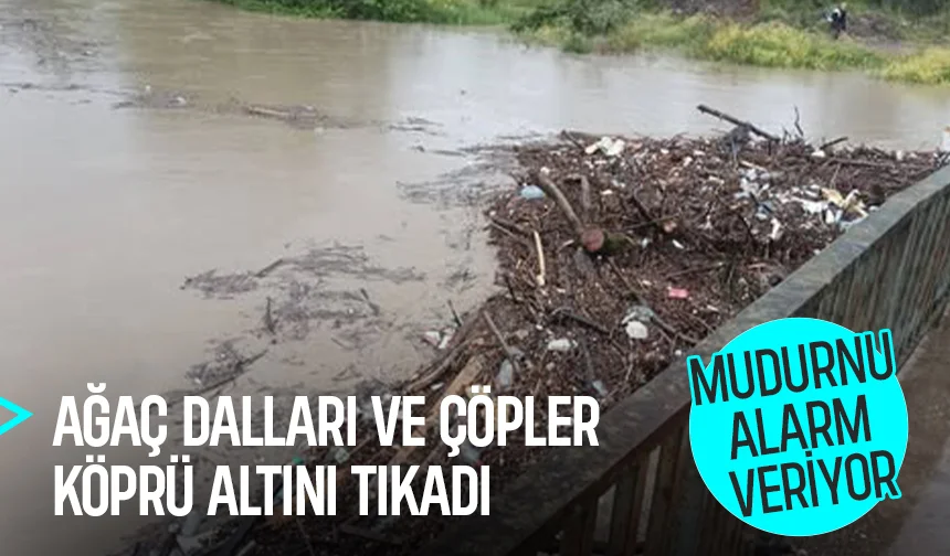 Görüntüler Mudurnu Deresi'nden; Köprüde set oluşturdu