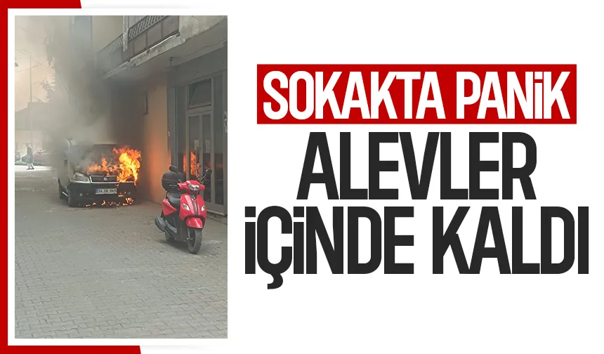 Hafif ticari araç alev alev yandı