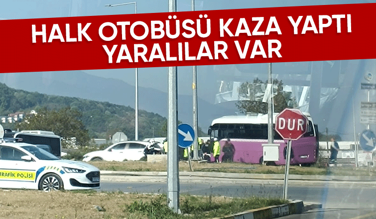 Halk otobüsü kaza yaptı