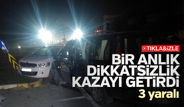 Hastane kavşağında trafik kazası 3 yaralı