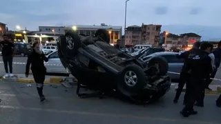 Hastane otoparkında akıllara durgunluk veren kaza