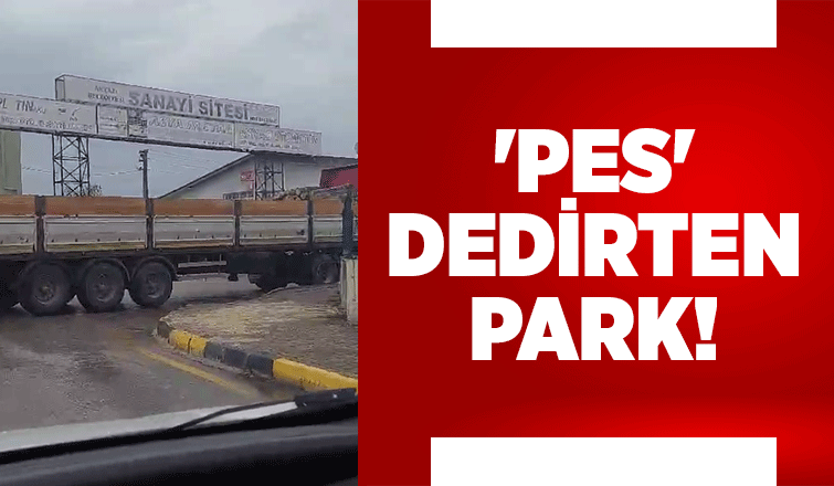 Hatalı park edilen tır trafiği tehlikeye attı