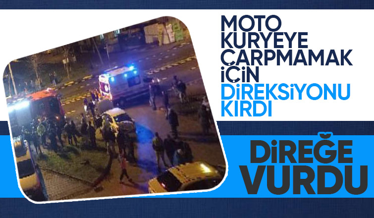 Hendek te otomobil direğe çarptı