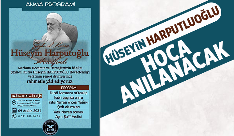 Hüseyin Harputoğlu hoca için anma programı düzenlenecek