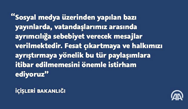 İçişleri Bakanlığının Sosyal Medya Açıklaması