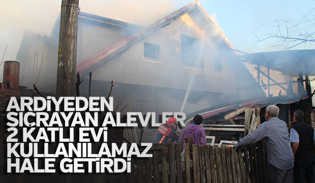 İki Katlı Evde Yangın Çıktı