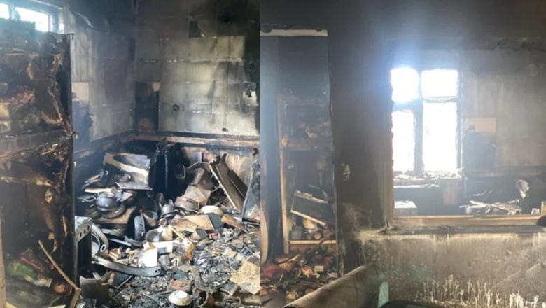 İki katlı evde yangın paniği