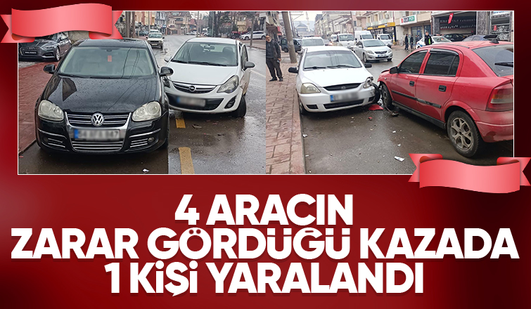 İki otomobil çarpıştı 4 araç zarar gördü