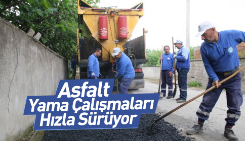 İLÇE MERKEZİNDE BOZUK YOLLARA ASFALT YAMASI