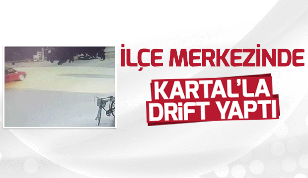 İlçe Merkezinde Kartalla Drift Yaptı