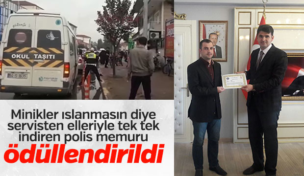 İlçenin konuştuğu o polis ödüllendirildi