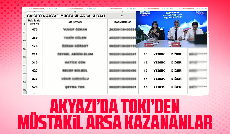 İşte Akyazı'da TOKİ'den arsa kazananlar