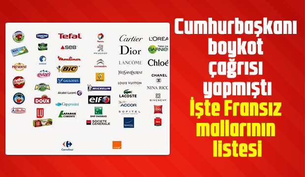 İşte Fransız mallarının listesi
