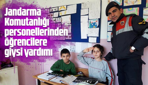 Jandarma  Komutanlığı personellerinden öğrencilere giysi yardımı