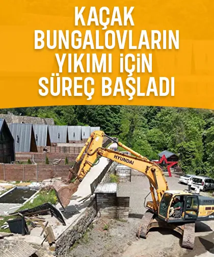 Kaçak bungalovlar yıkılıyor