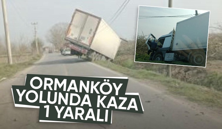 Kamyon şarampole düştü 1 yaralı