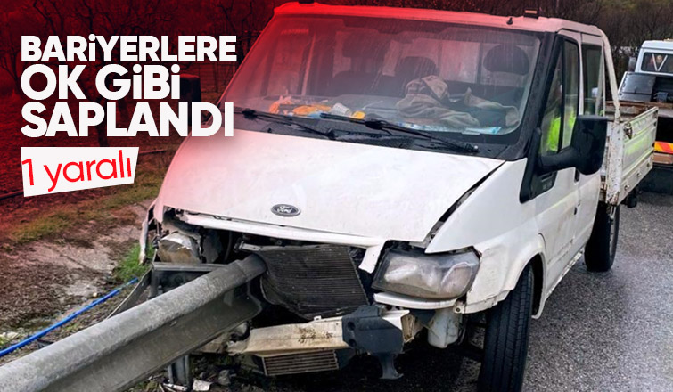 Kamyonet bariyerlere saplandı