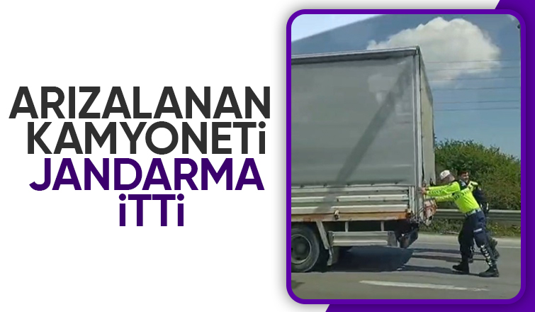 Kamyonet sürücüsünün yardımına jandarma koştu