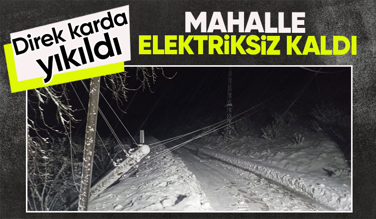 Kara dayanamayan elektrik direği yıkıldı