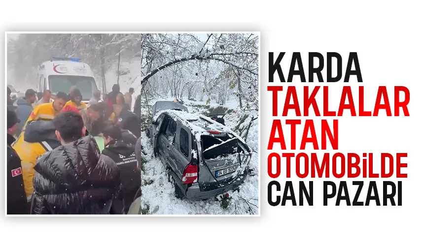 Karda kayan otomobil taklalar attı: 3 yaralı