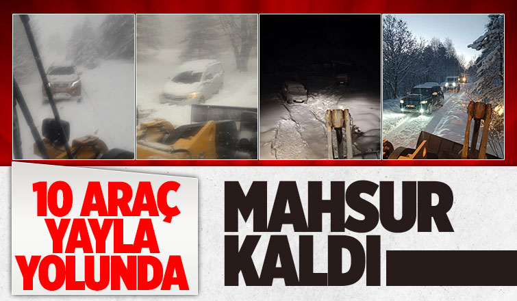 Karla kaplanan yayla yolunda mahsur kaldılar